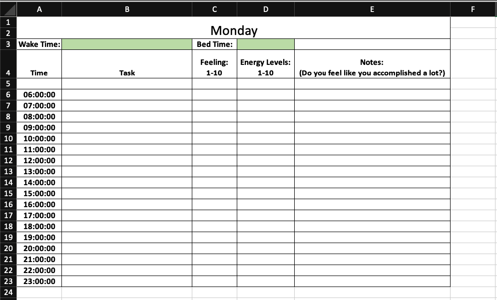Spreadsheet for Uncovering Your Most Productive Hours as a Freelancer